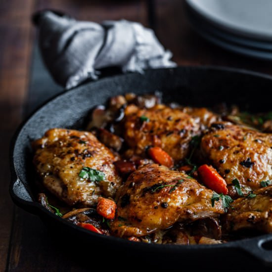 Quick One Pan Coq Au Vin Blanc - Recipe photo by olive_and_mango