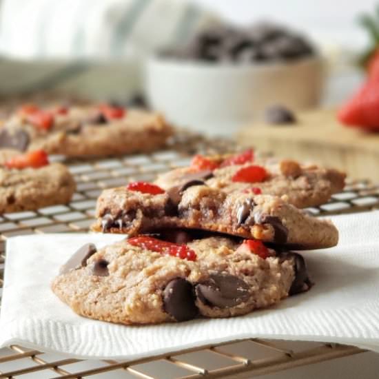 Strawberry Chocolate Chip Cookies - Recipe photo by TasteAbounds