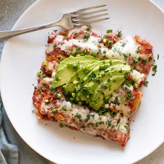 Spinach & Black Bean Enchiladas - Recipe photo by Girl Gone Gourmet