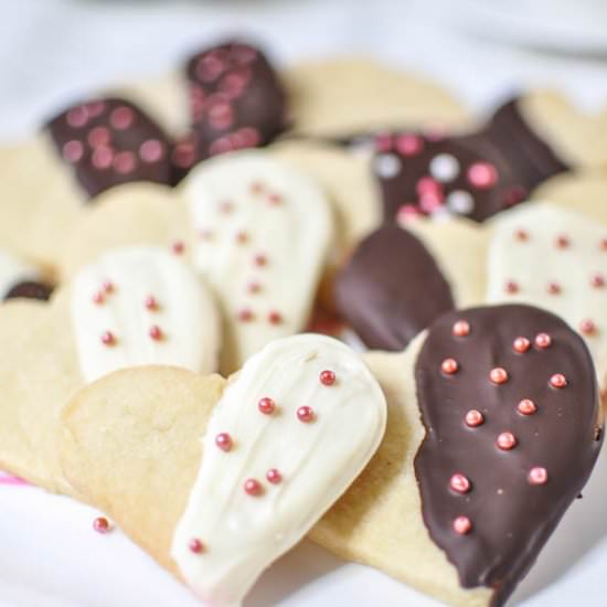 Chocolate Dipped Heart Shortbread - Recipe photo by Craftingafamily