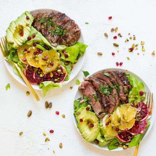 Steak with Citrus and Avocado Salad - Recipe photo by Cook With Me Darling