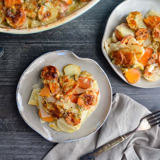 Cheesy Root Vegetable Gratin - Recipe photo by Wanderings in my Kitchen