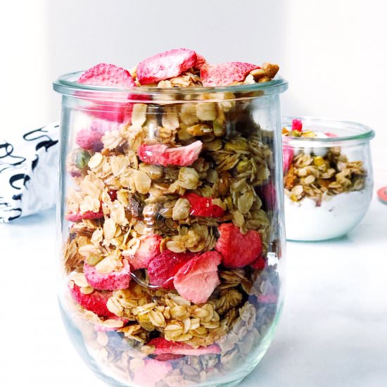 Strawberry Vanilla Granola - Recipe photo by herlongwayhome