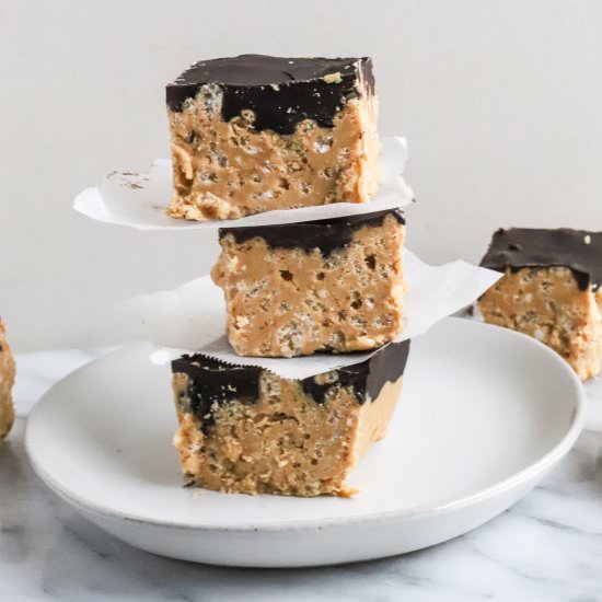 Chocolate Peanut Butter Crisp Bars - Recipe photo by goldenbarrel