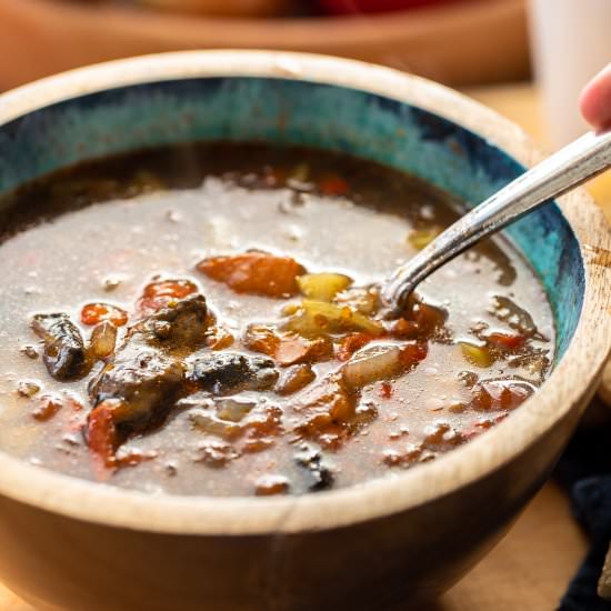 Barley soup with mushrooms - Recipe photo by skillets and pots