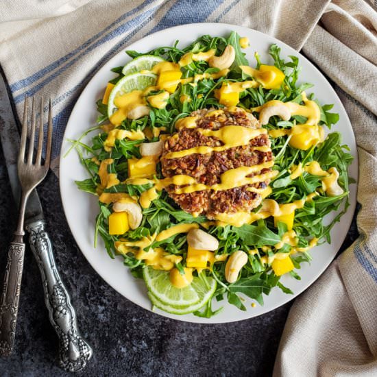Crab Cakes with Mango Cashew Sauce - Recipe photo by Savoring Today