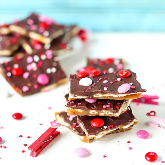 Valentine's Day Saltine Toffee - Recipe photo by Suburban Simplicity