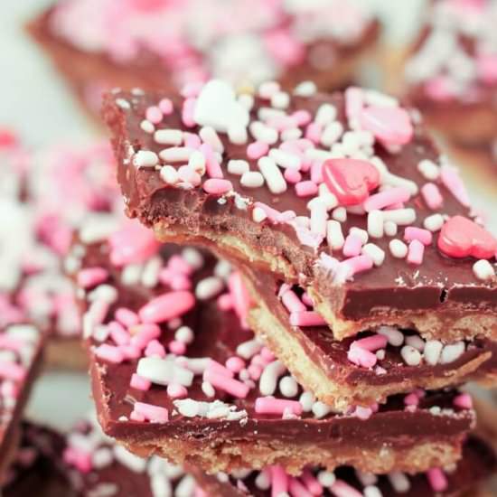 Valentine’s Day Saltine Toffee - Recipe photo by LifesLittleSweets