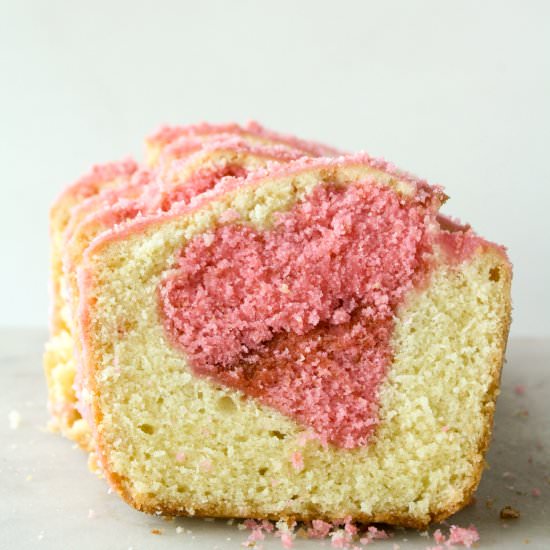 Heart Surprise Cake - Recipe photo by The Desserted Girl
