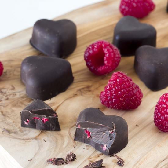 Chocolate raspberry hearts - Recipe photo by Mandy Sneaky Veg