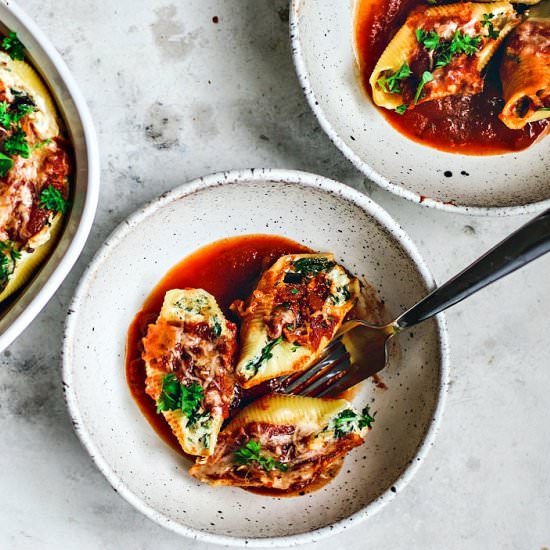 Mediterranean Stuffed Shells - Recipe photo by killingthyme