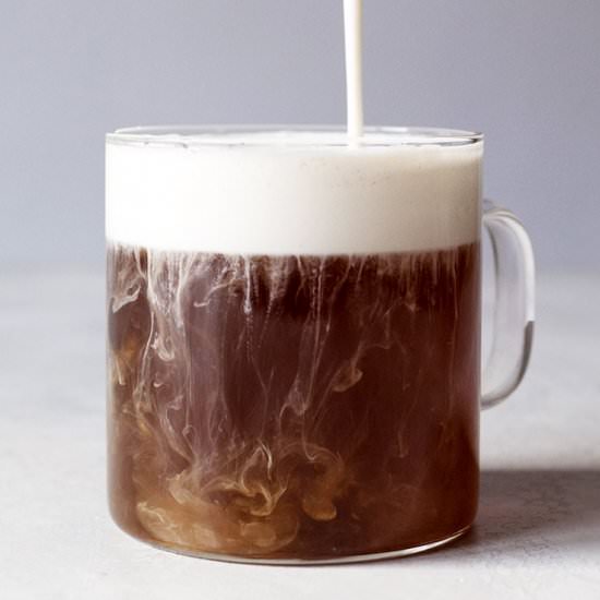 Hojicha Tea with Cream Froth - Recipe photo by ohhowcivilized