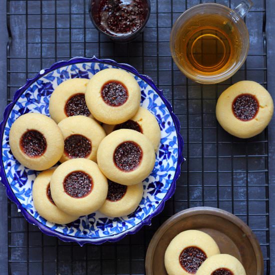 custard powder thumbprint cookies - Recipe photo by easyfoodsmith