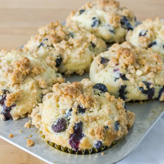 Blueberry Sour Cream Muffins - Recipe photo by savorwithjennifer.com