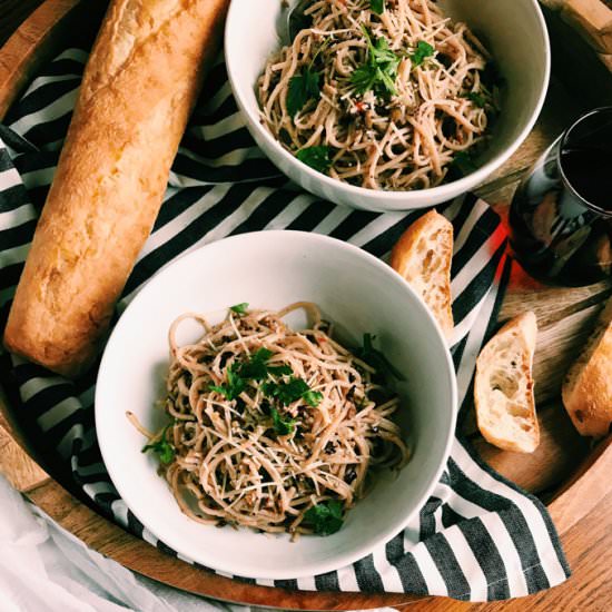 Pasta with Olive Tapenade - Recipe photo by whipandwander