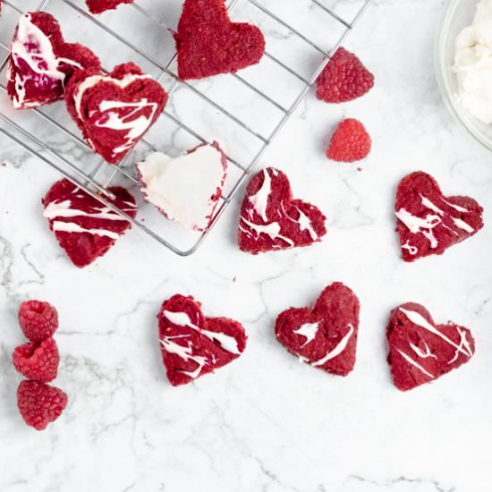 Keto Raspberry Cake Hearts - Recipe photo by EatLiftBe