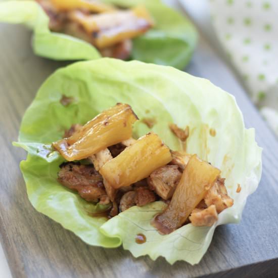 PINEAPPLE CHICKEN LETTUCE WRAPS - Recipe photo by Stylish Cravings