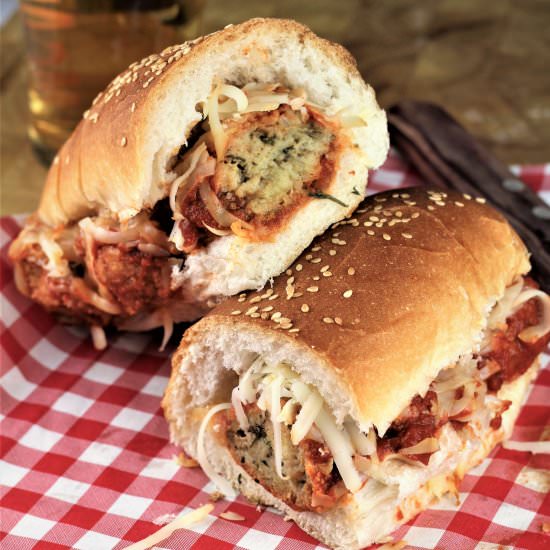 Eggplant Meatballs Subs - Recipe photo by Mangia Bedda