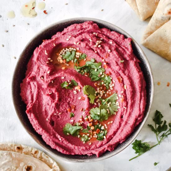 Beetroot Hummus - Recipe photo by Shivani Loves Food
