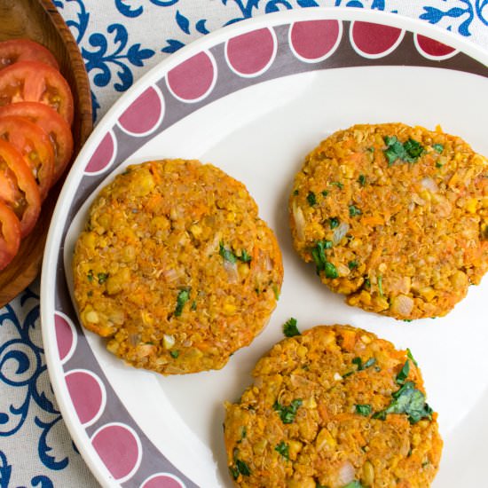 Quinoa Chickpea Burgers - Recipe photo by mghthakkar
