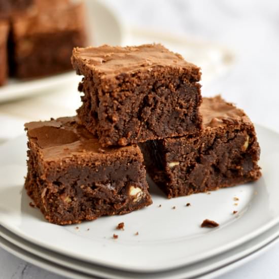 GF Triple Chocolate Chip Brownies - Recipe photo by Flavor Walk
