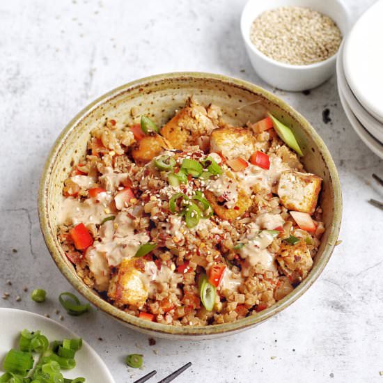 Spicy Tahini Riced Cauliflower - Recipe photo by themindfulhapa