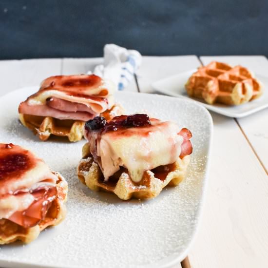 Open-Faced Waffle Monte Cristo - Recipe photo by mymoderncookery