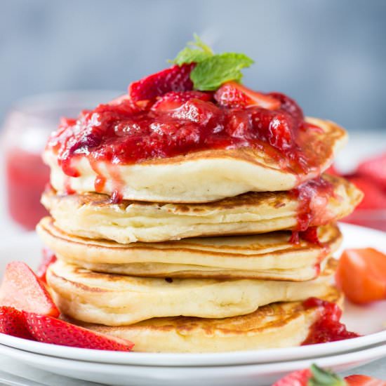 RICOTTA PANCAKES WITH STRAWBERRIES - Recipe photo by Theflavoursofkitchen