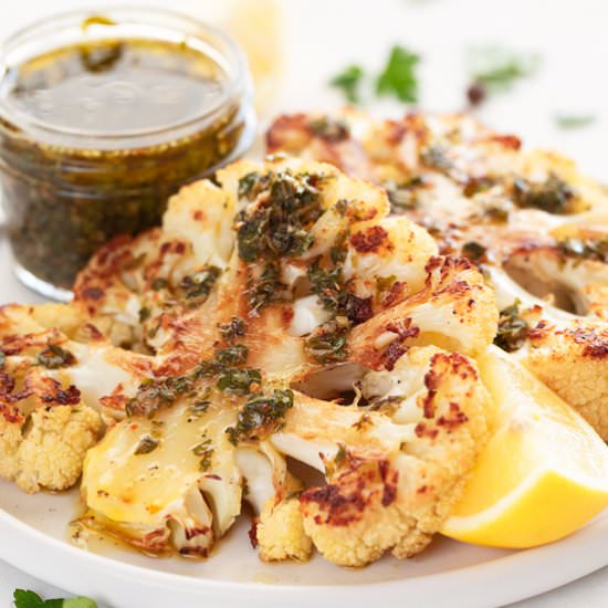 Cauliflower Steak - Recipe photo by simple vegan blog