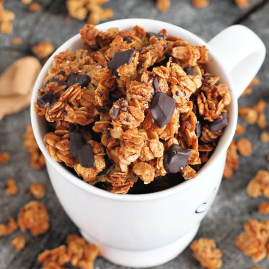 Salted Dark Chocolate Granola - Recipe photo by happihomemade