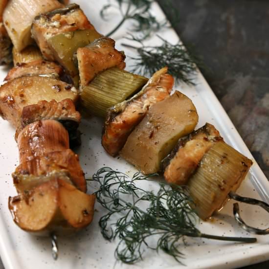 smoked salmon skewers - Recipe photo by The Gluttonous Geek