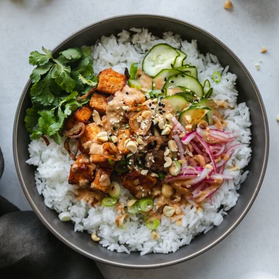 Spicy Peanut Tofu Bowls - Recipe photo by Spices in my DNA