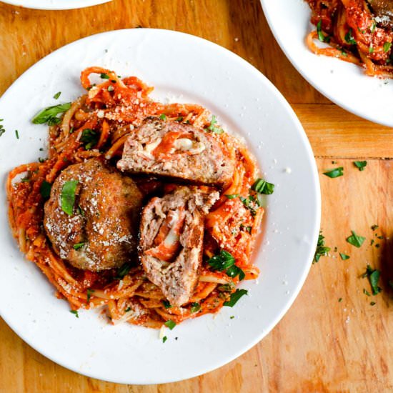 Southern Italian Stuffed Meatballs - Recipe photo by Wanderings in my Kitchen