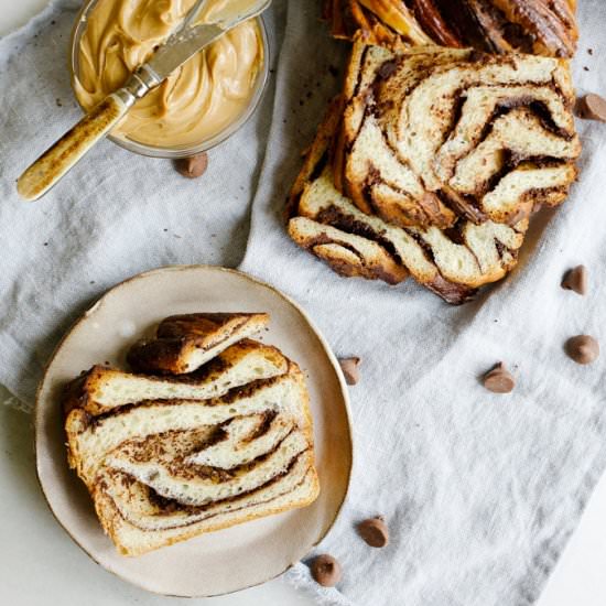 Chocolate Peanut Butter Babka - Recipe photo by thewoodandspoon