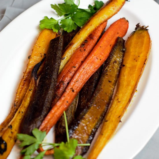 Honey Glazed Roasted Carrots - Recipe photo by DeliciousbyDesign