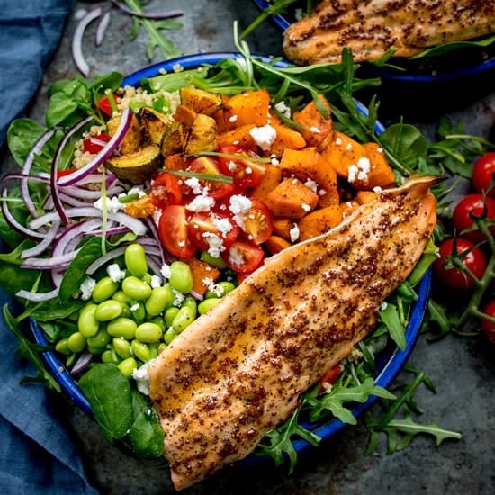 Honey Mustard Trout + Quinoa Salad - Recipe photo by KitchenSanctuary
