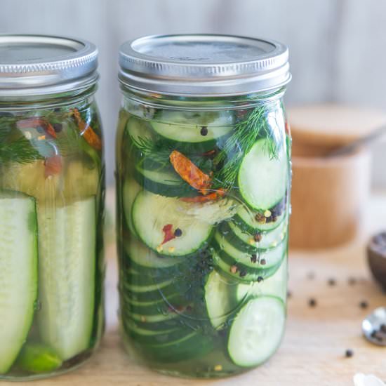 Spicy Garlic Dill Pickles - Recipe photo by Running to the Kitchen