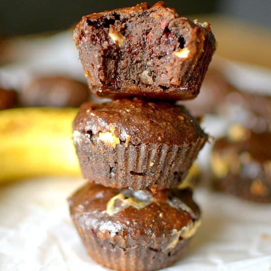 Flourless Chocolate Banana Muffins - Recipe photo by Athletic Avocado