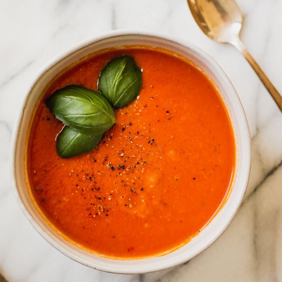 homemade tomato soup - Recipe photo by Amy in the Kitchen