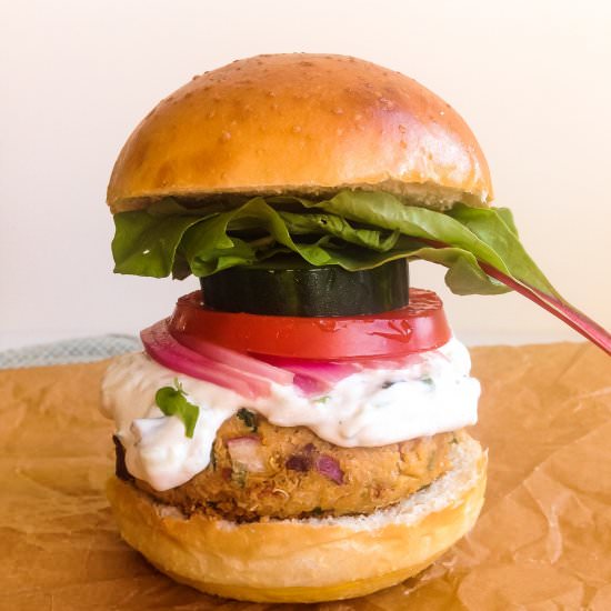 Sun-Dried Tomato Chickpea Burgers - Recipe photo by upbeetkitchen