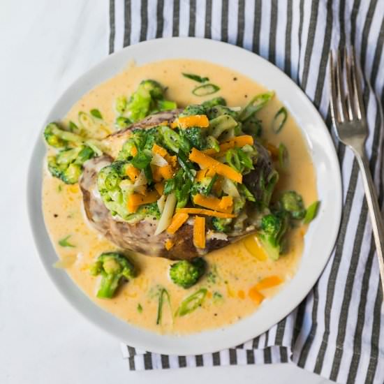 Broccoli-Cheese Baked Potatoes - Recipe photo by Never Not Hungry