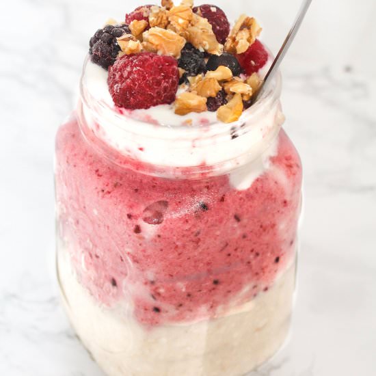 Strawberry Oats Breakfast Jar - Recipe photo by Simshomekitchen