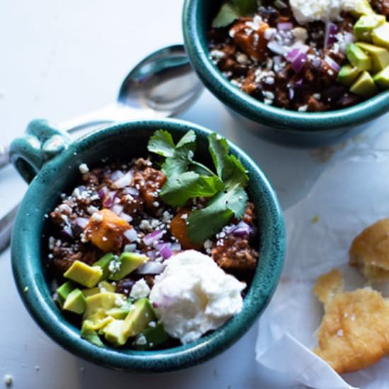 Sweet Potato Black Bean Chili - Recipe photo by servingtonight