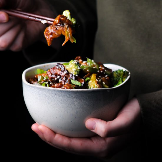 Vegan Ginger Beef - Recipe photo by Liv Vegan Strong