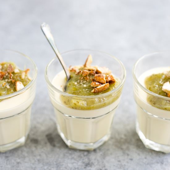 Yogurt panna cotta with gooseberry - Recipe photo by Shecanteatwhat