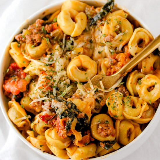 Trader Joe's Pesto Tortellini - Recipe photo by DineLikeShay