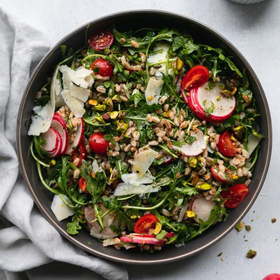 Lemony Farro Arugula Salad - Recipe photo by Spices in my DNA