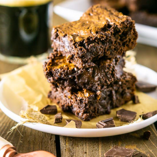 Fudgy Stout Brownies - Recipe photo by Burrata and Bubbles