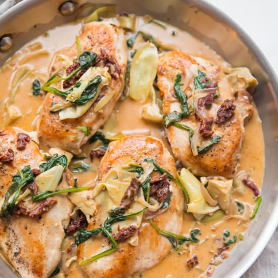 Healthy Creamy Tuscan Chicken - Recipe photo by 40aprons