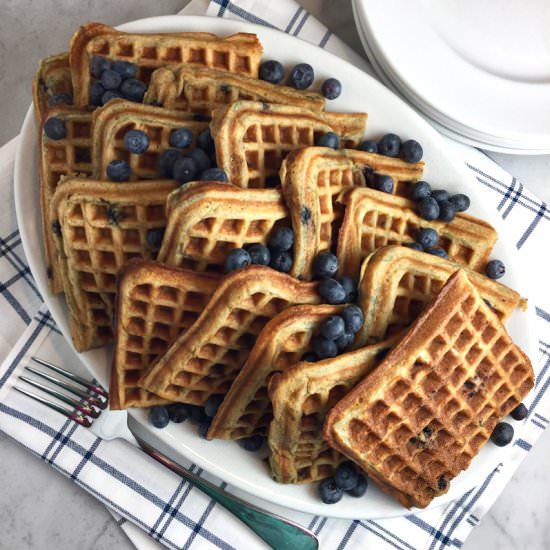 Blueberry Buttermilk Waffles - Recipe photo by thebrookcook.wordpress.com